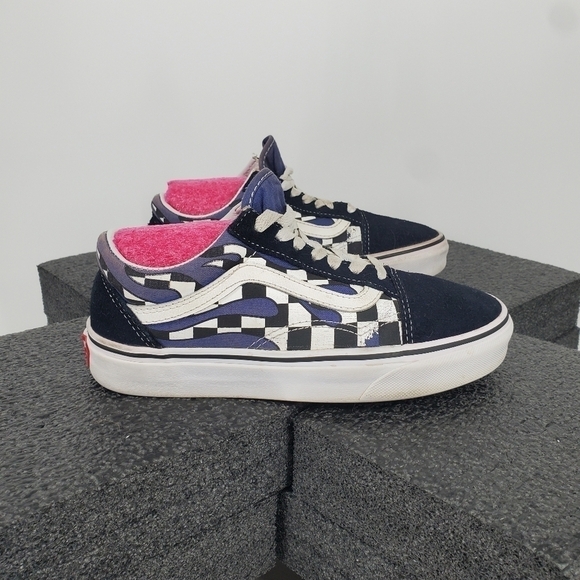 Vans Old Skool Checkerboard Blue Flame Shoes 5.5 Women 4 Men Sneakers - Picture 10 of 15